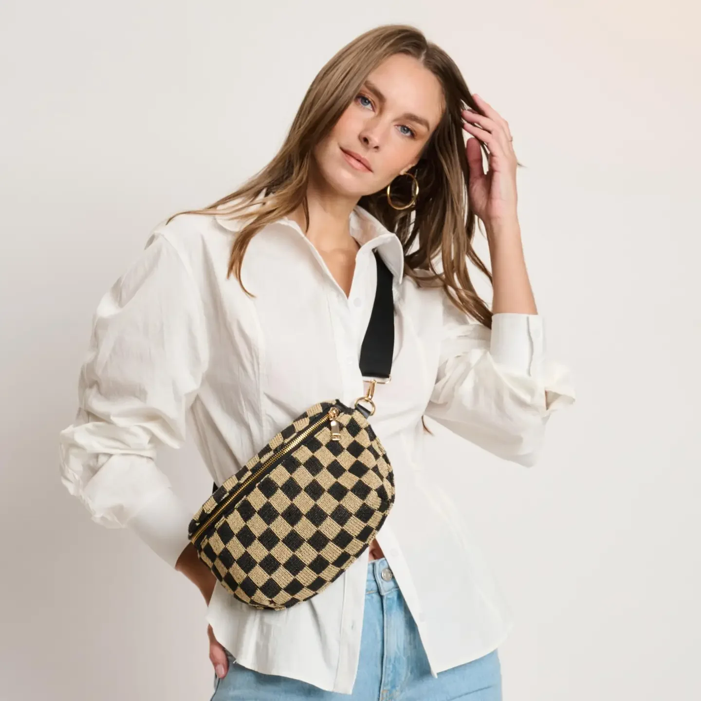 Gizelle - Large Checker Belt Bag