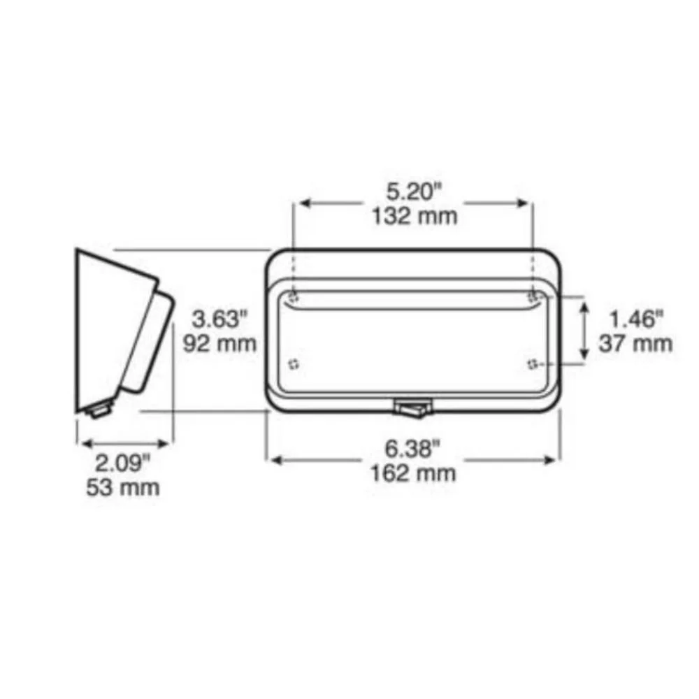 Lumière de porche rectangulaire avec bouton dimensions
