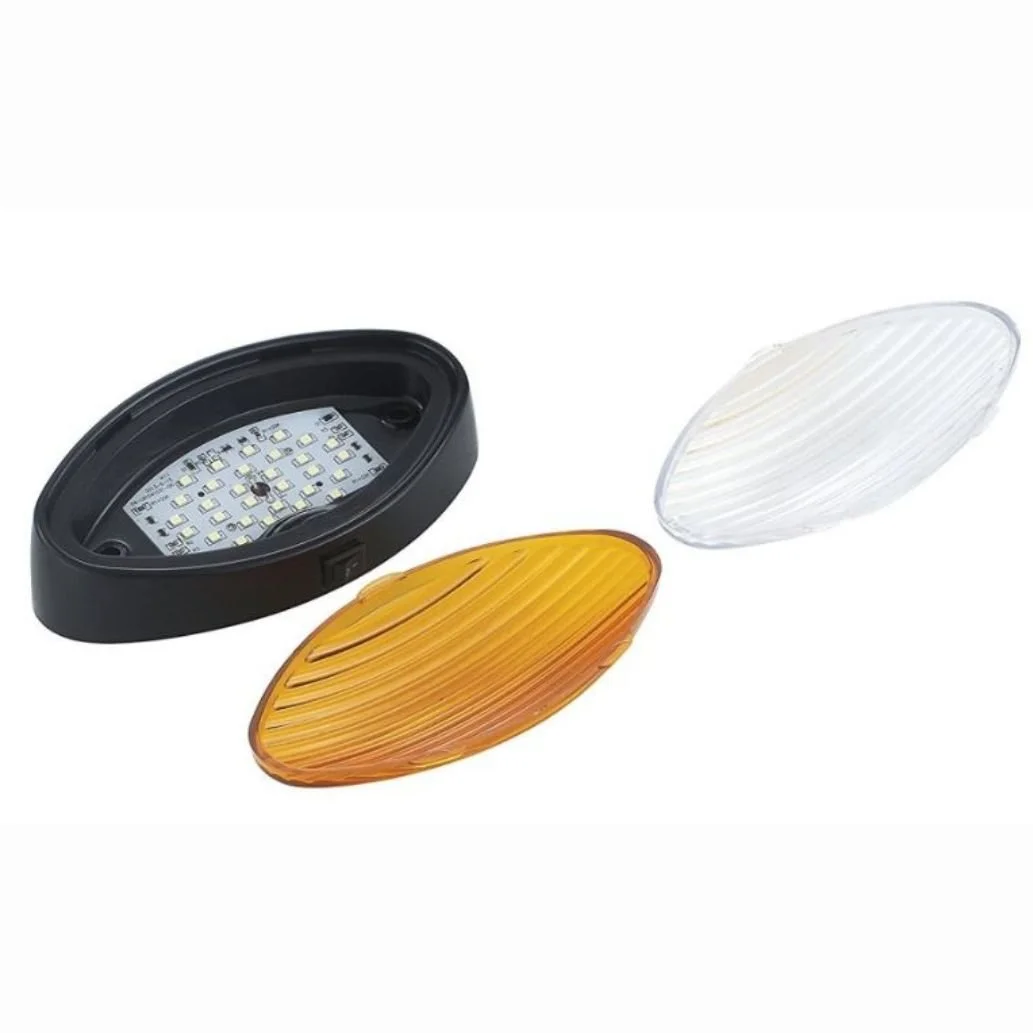 Lumière de porche ovale DEL avec interrupteur noir clair/ambre