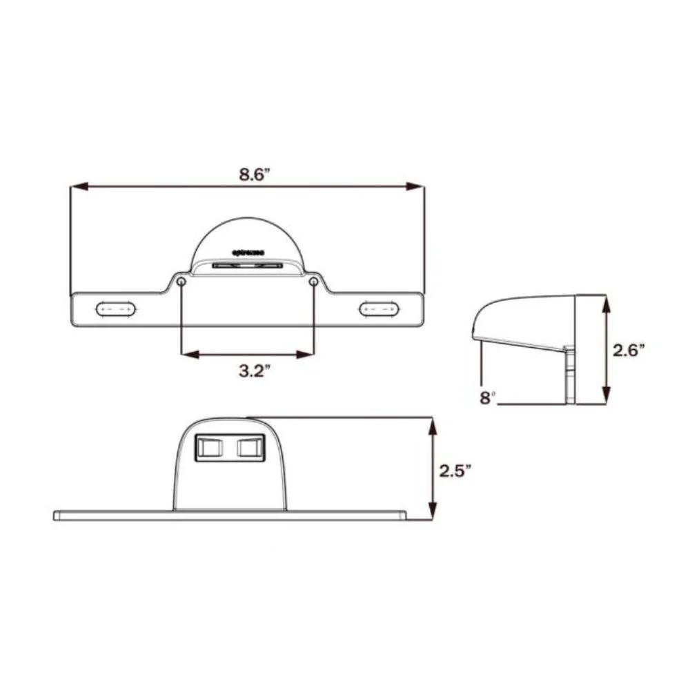 Feu de plaque d’immatriculation DEL compact et durable avec support mesures