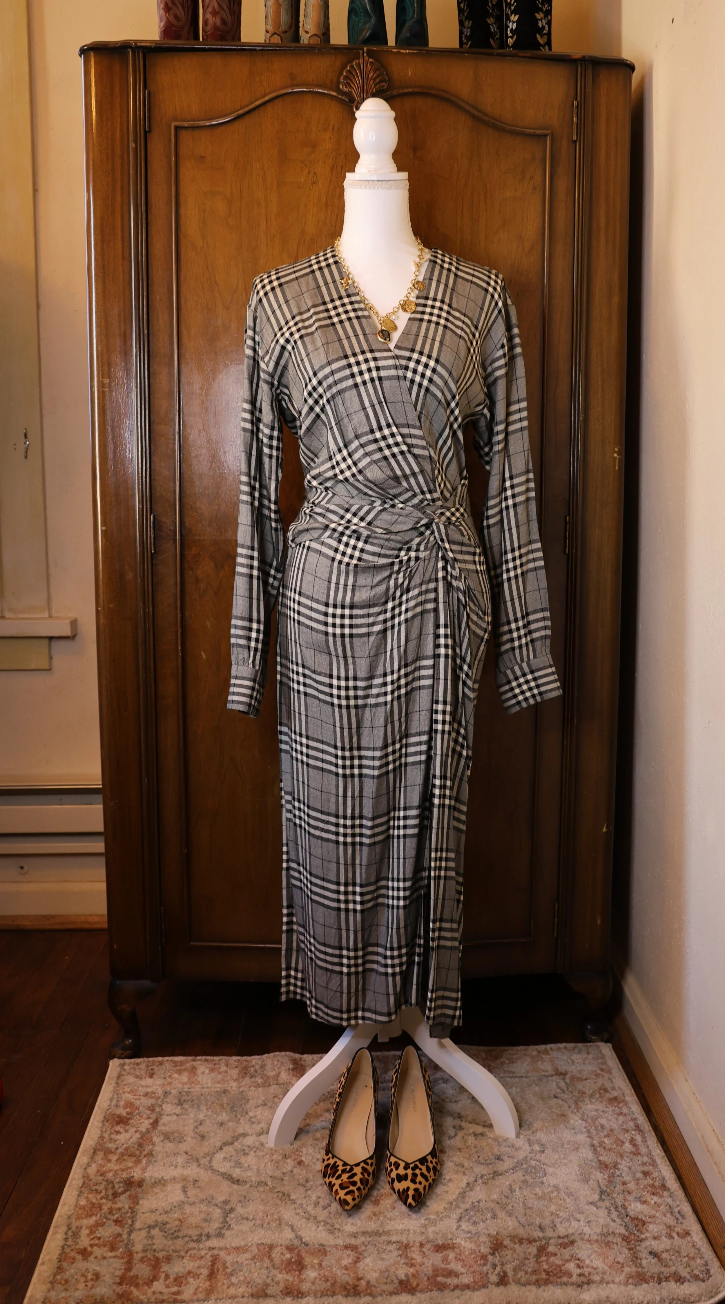 Rag and Bone Faux Wrap Plaid Midi Dress Size 4 Excellent Condition