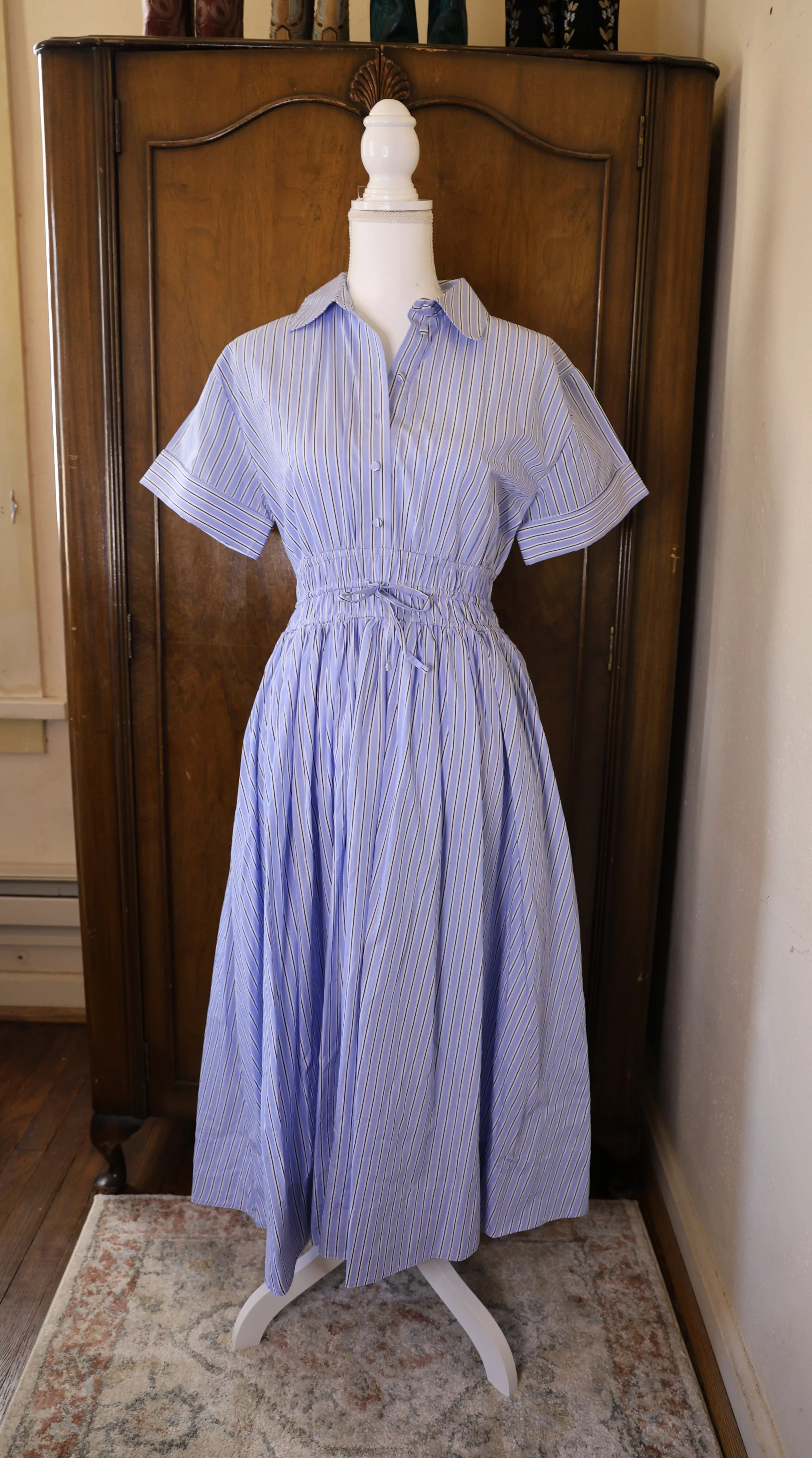 J Crew Blue and White Striped Shirtdress Size 2 Excellent Condition