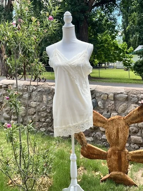H & M Asymmetrical Lace Trim Slip Top Size Medium Excellent Condition