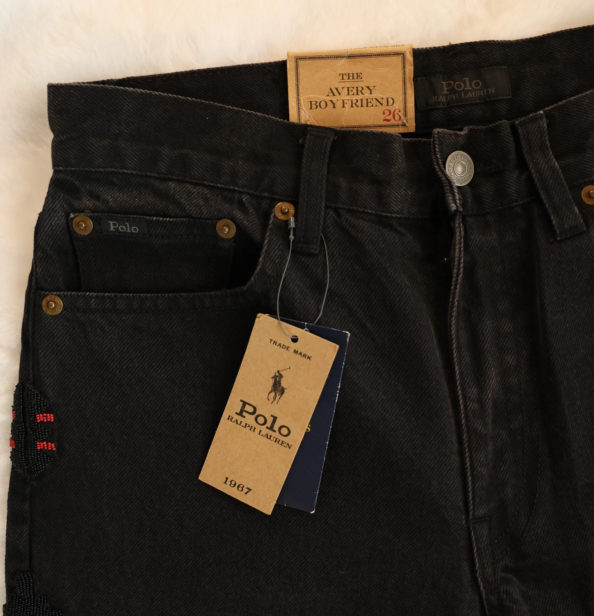 Polo Ralph Lauren Roped Dyed Avery Aztec Jeans in Black Size Size 26