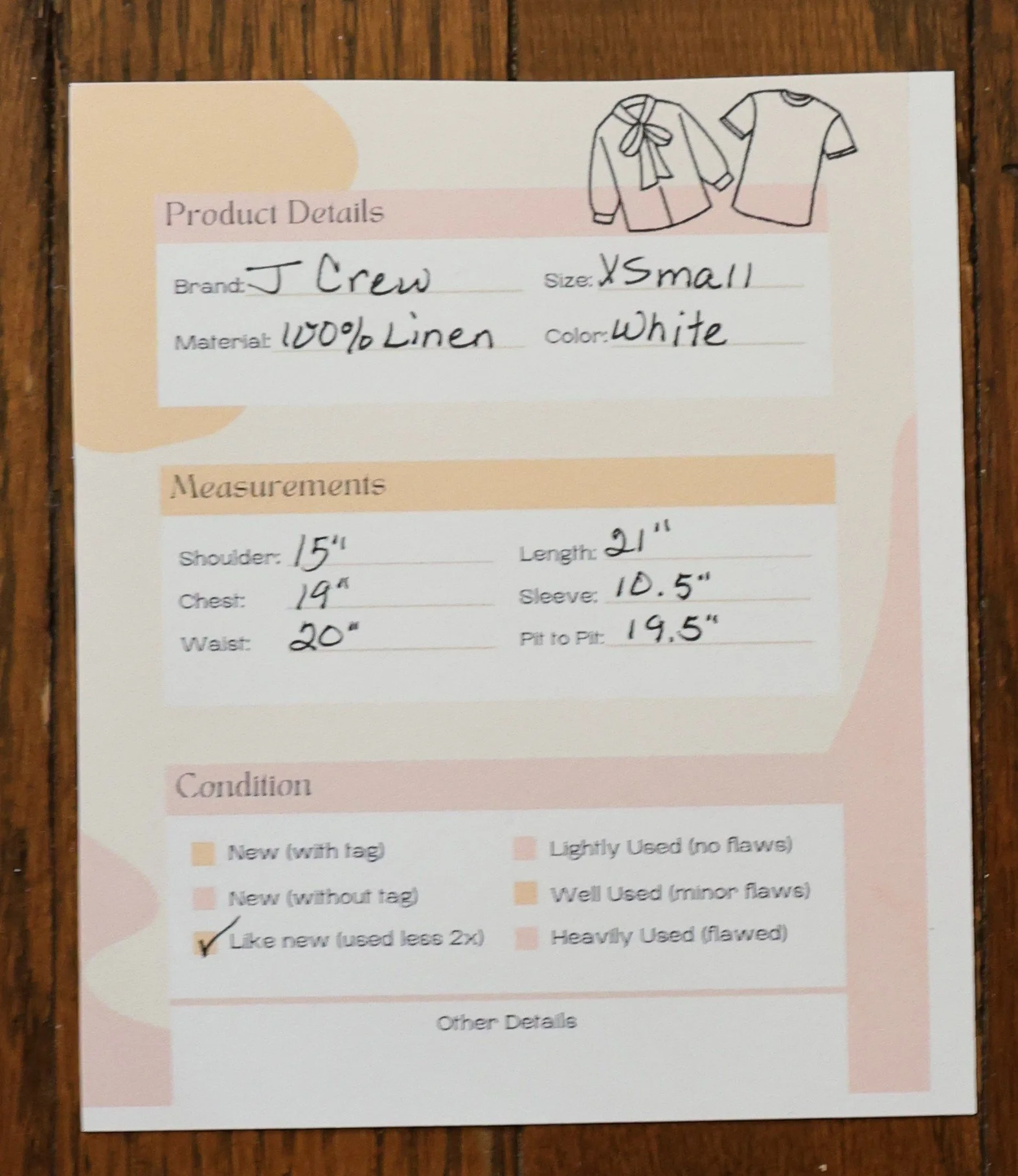 J Crew White Linen Top Size XSmall Excellent Condition