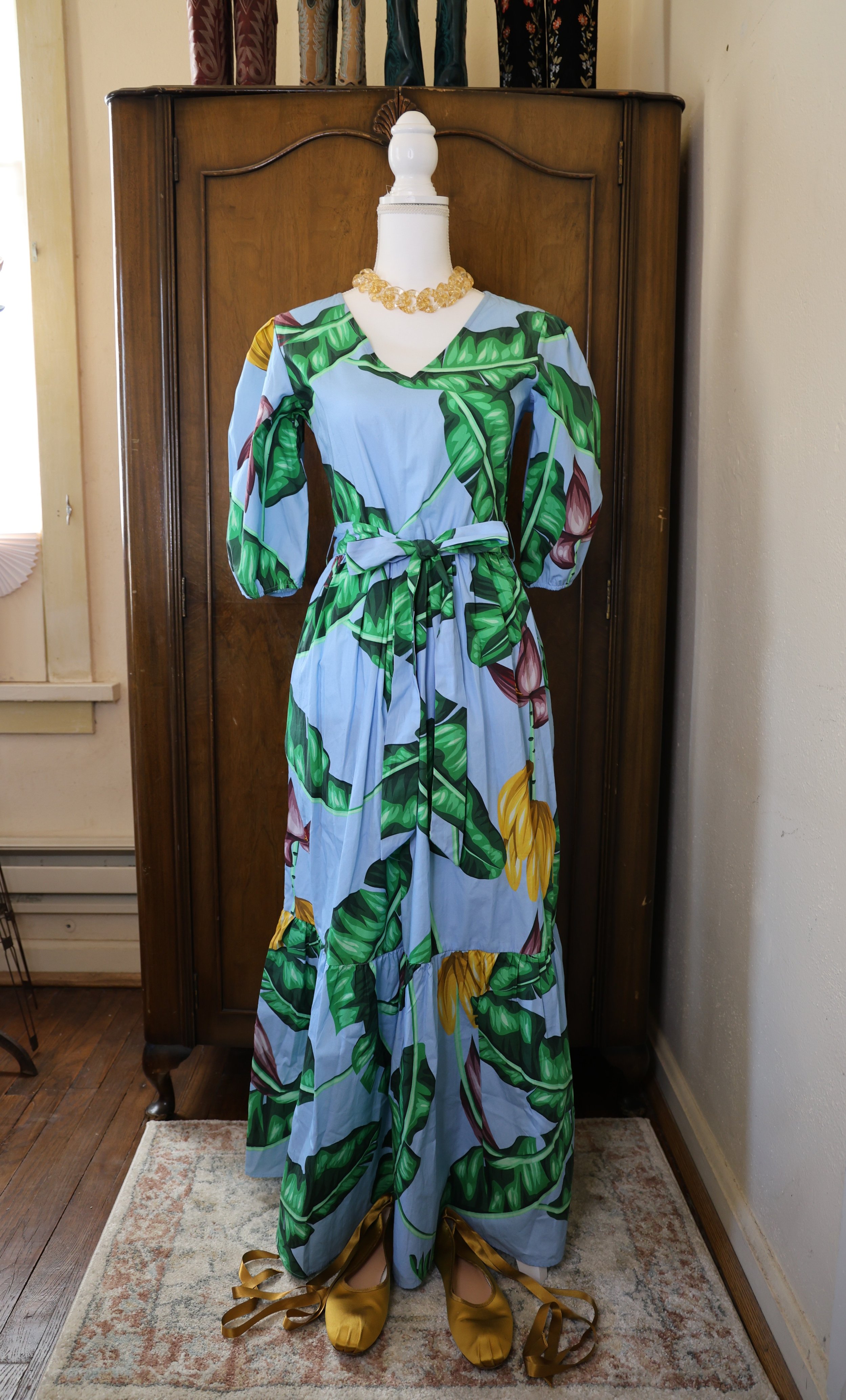 Maude Vivante Tropical Print Maxi Dress Size Small Excellent Condition