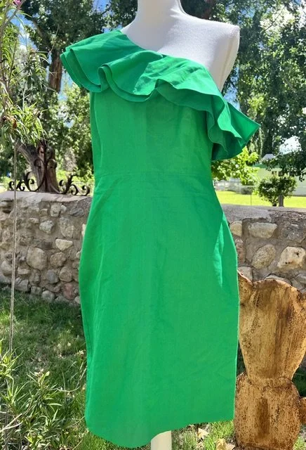 J Crew One Shoulder Cotton and Silk Dress Size 10 NWT