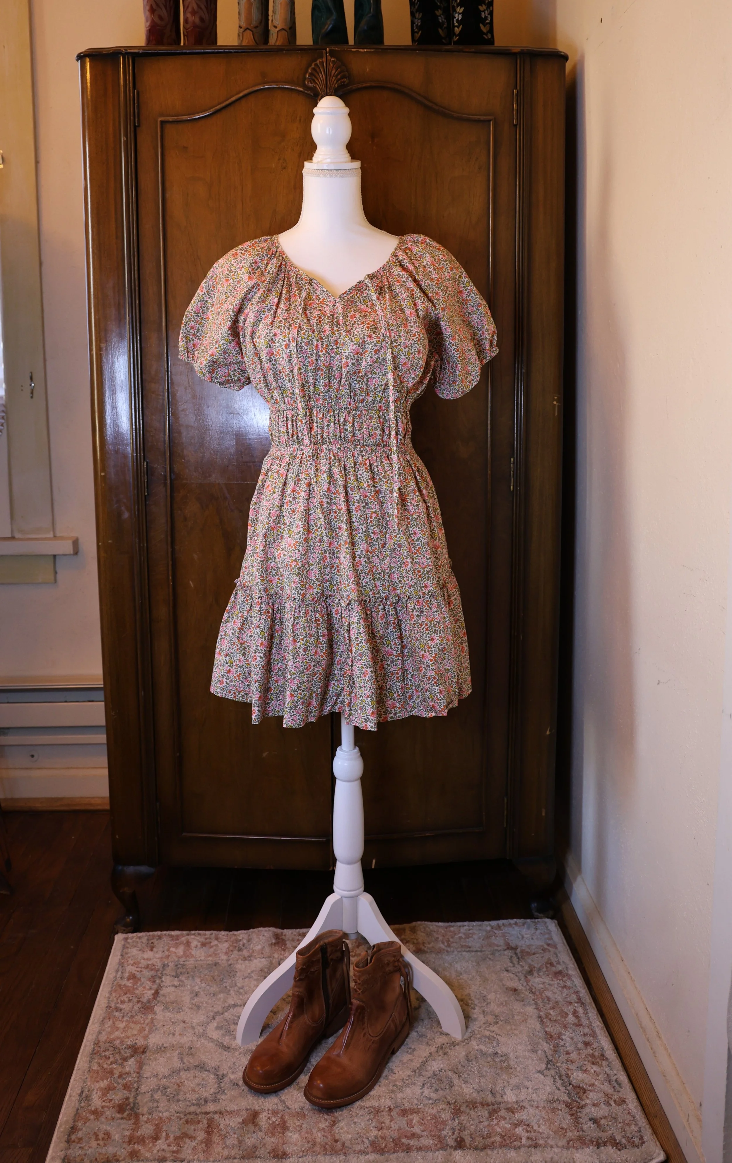 J Crew Floral Gathered Waist Mini Dress Size Small Very Good Condition