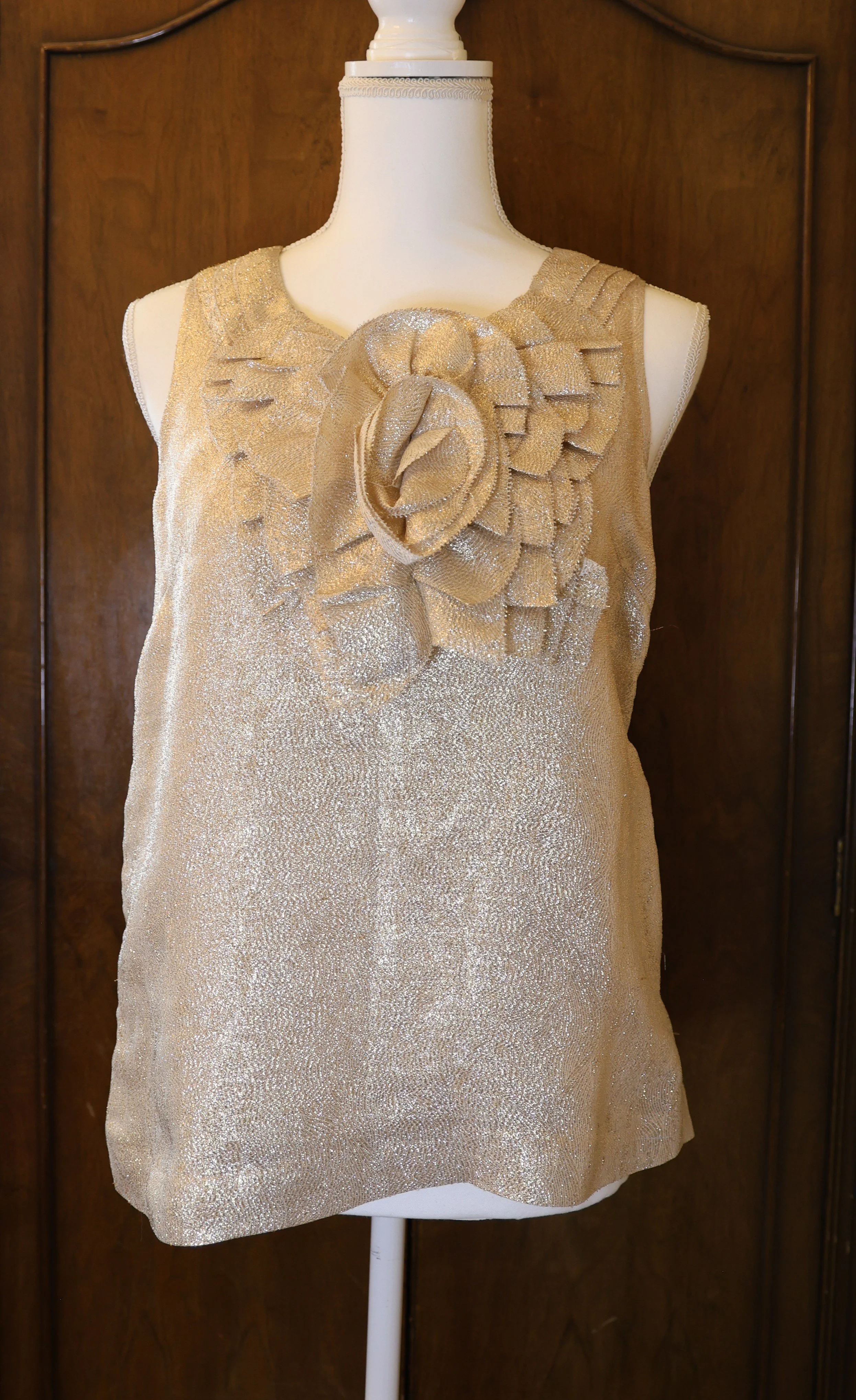 J Crew Gold Metallic Embellished Top Size 6 Very Good Condition