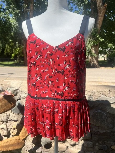Grey Jason Wu Red Silk Top with Ribbon Straps. Size 8. Excellent Condition