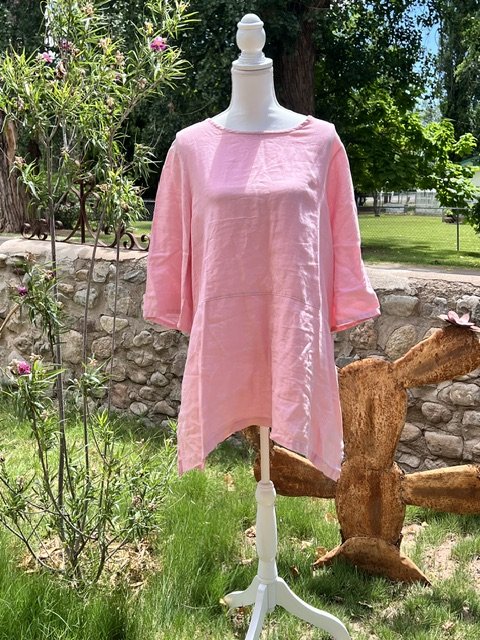 Bryn Walker Boatneck Pink Linen Tunic Top Size 12 in Excellent Condition