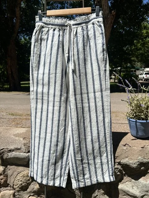 J Crew Linen/Cotton Striped Pants Size 4 Good Condition