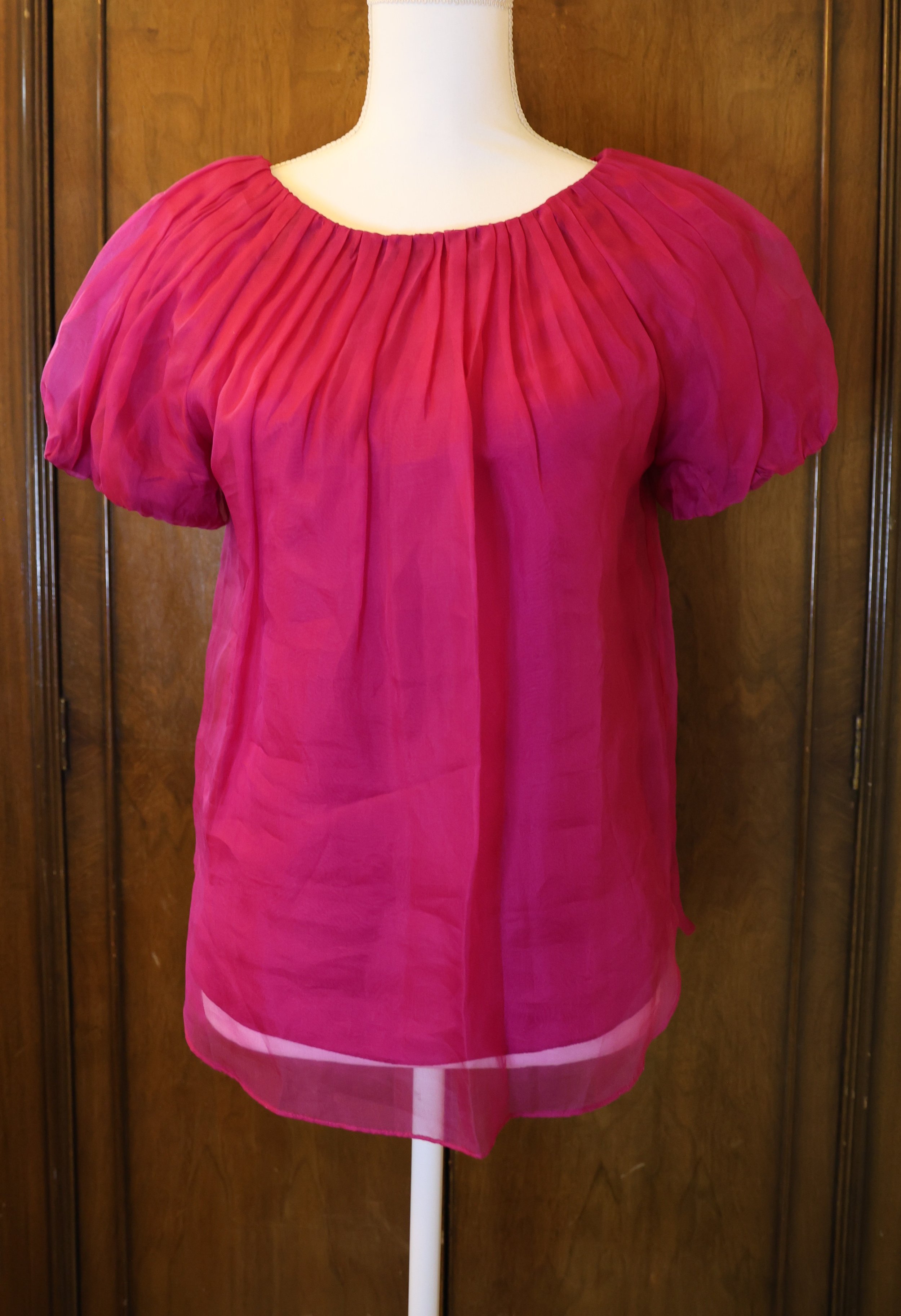 Adam Lippes Pink Silk Pleated Top Size 2 NWT
