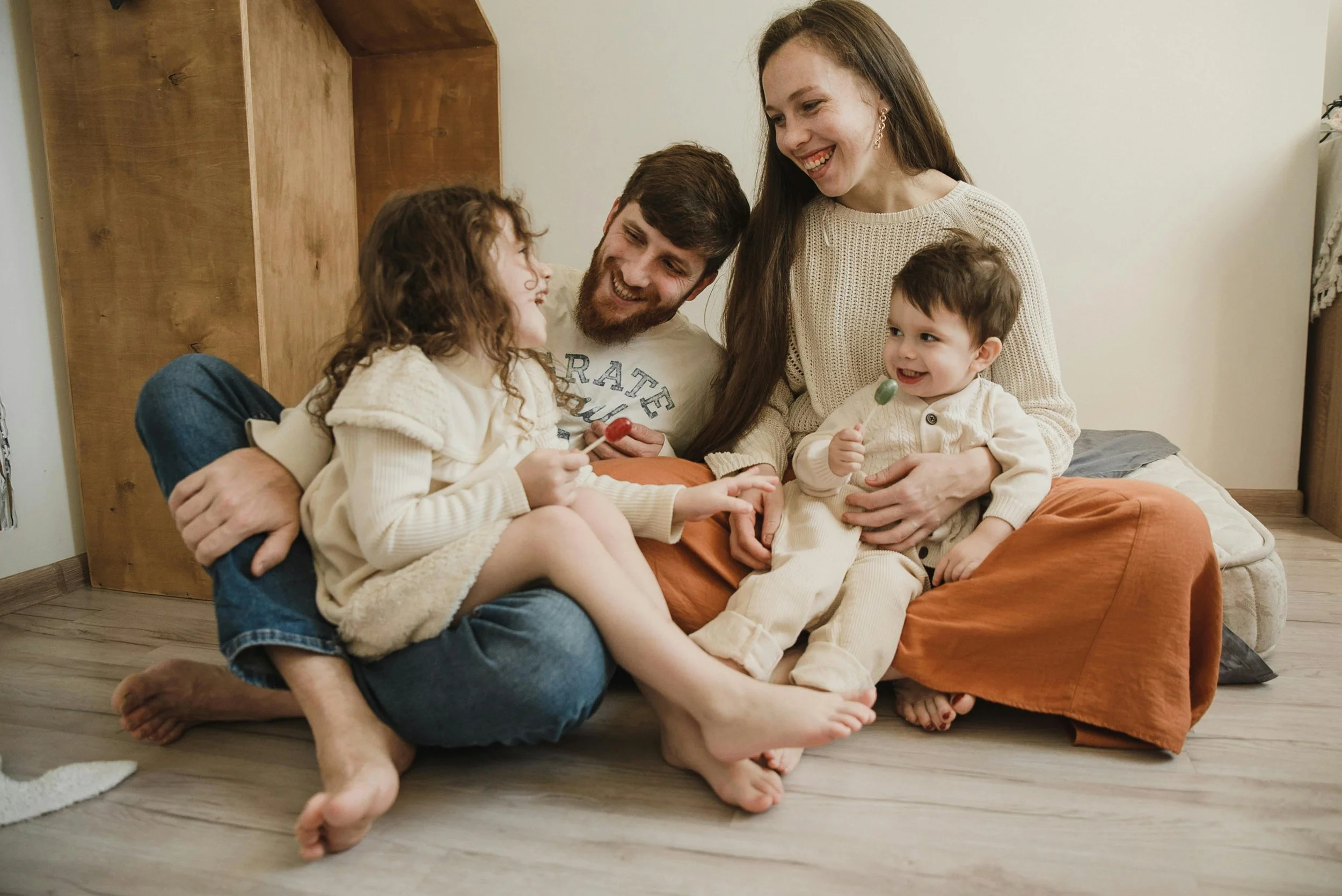 A family of five enjoying time together.