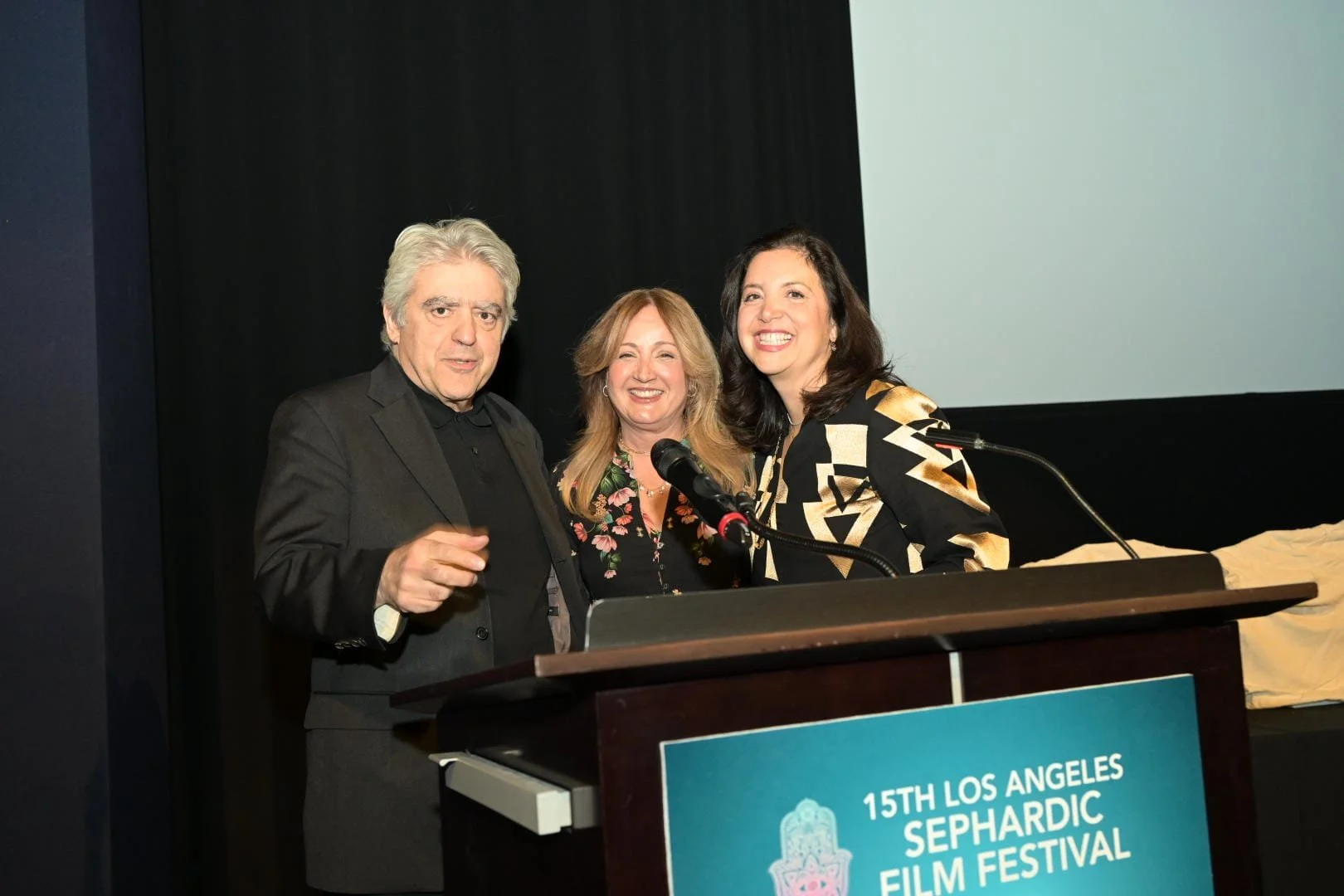 MC David Suissa and SEC's Sephardic Spice Girls.jpg
