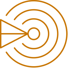 A stylized icon of a laser beam hitting a target with concentric circles.