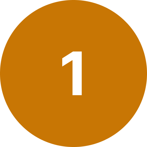A brown circular icon with a white number one in the center.