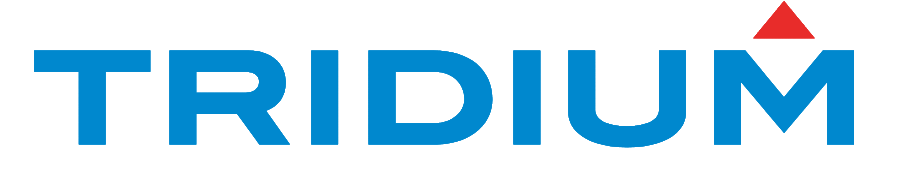 The Tridium logo with the word TRIDIUM in blue and a red triangle above the letter I.