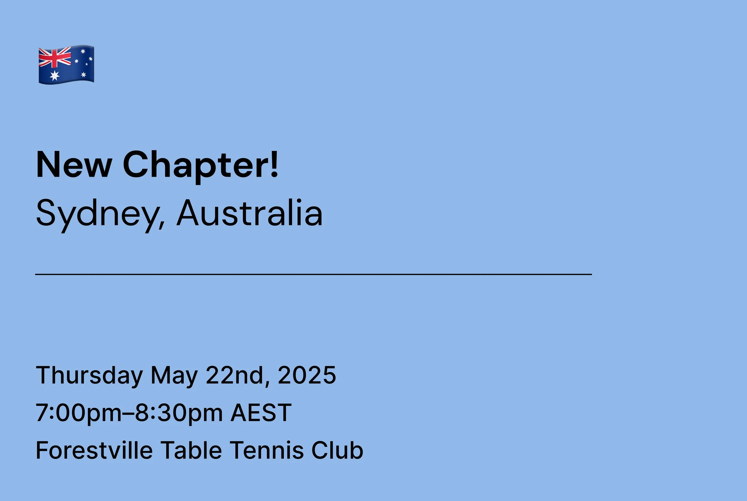 New Chapter in Sydney: Forestville Table Tennis Club