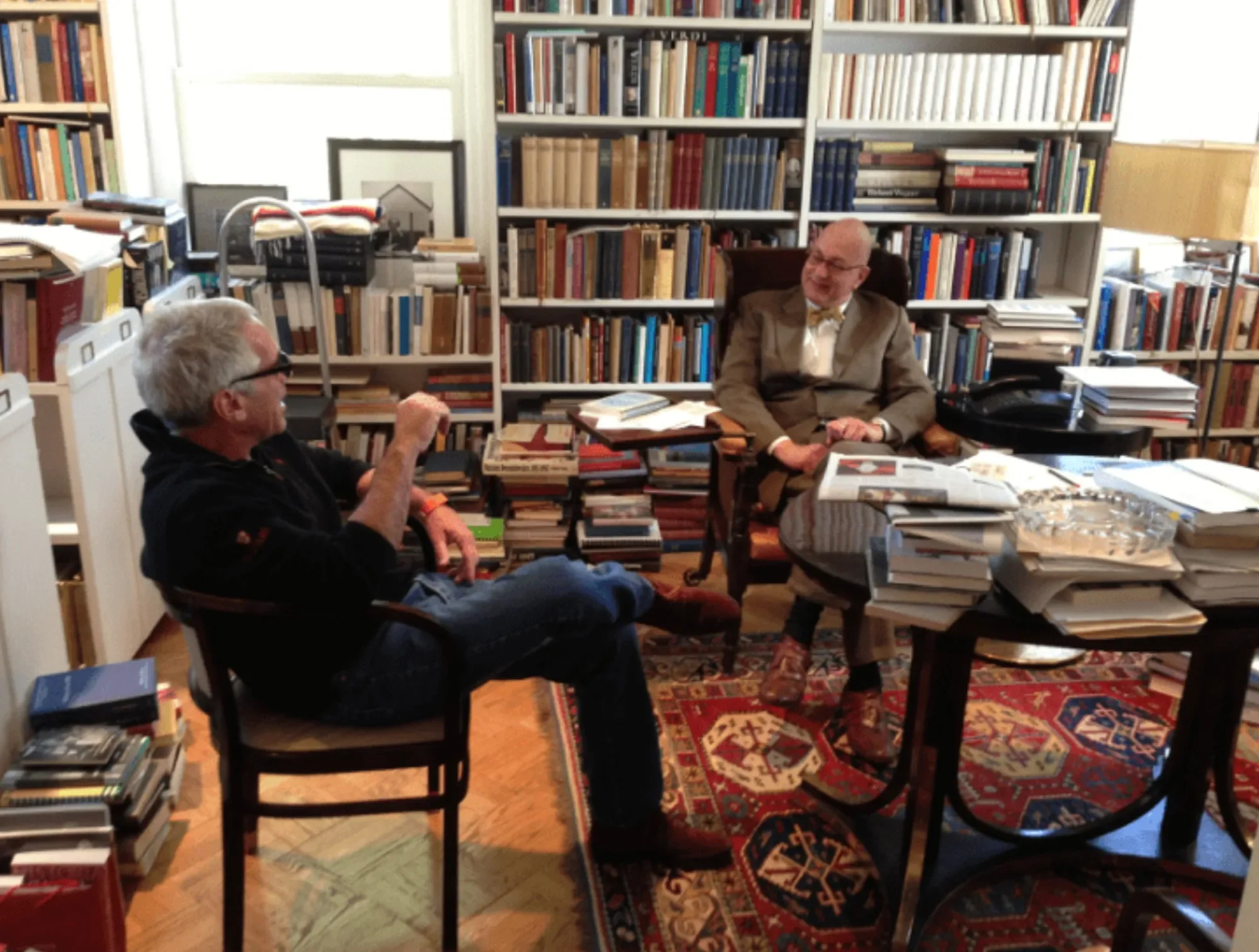 Leon Botstein in his office with Jeffrey Epstein.