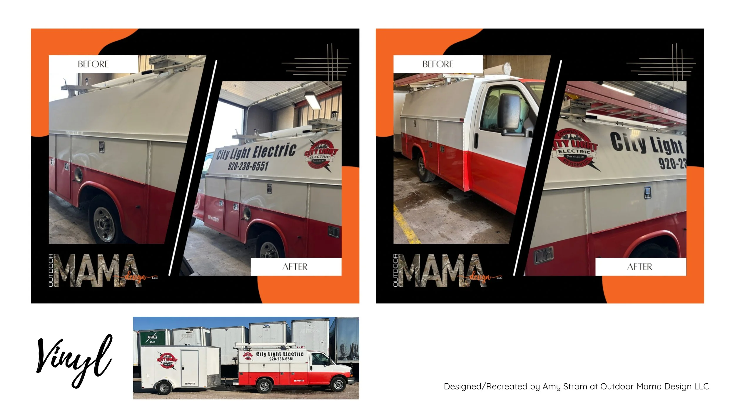 Truck sides - Client wanted his logo installed on his new truck so he could be more recognizable while driving from job to job.  Once the set up with approved and the vinyl was printed at a local small business I installed all vinyl.