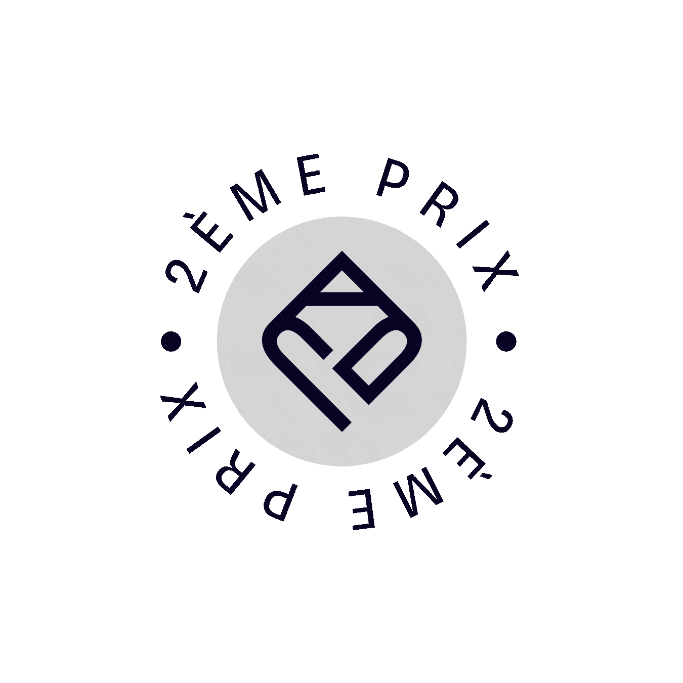 Logo de la marque Parajumpers, avec un symbole géométrique dans un cercle gris et le texte '2ème prIX' et 'x 1' en cercle autour, en noir.