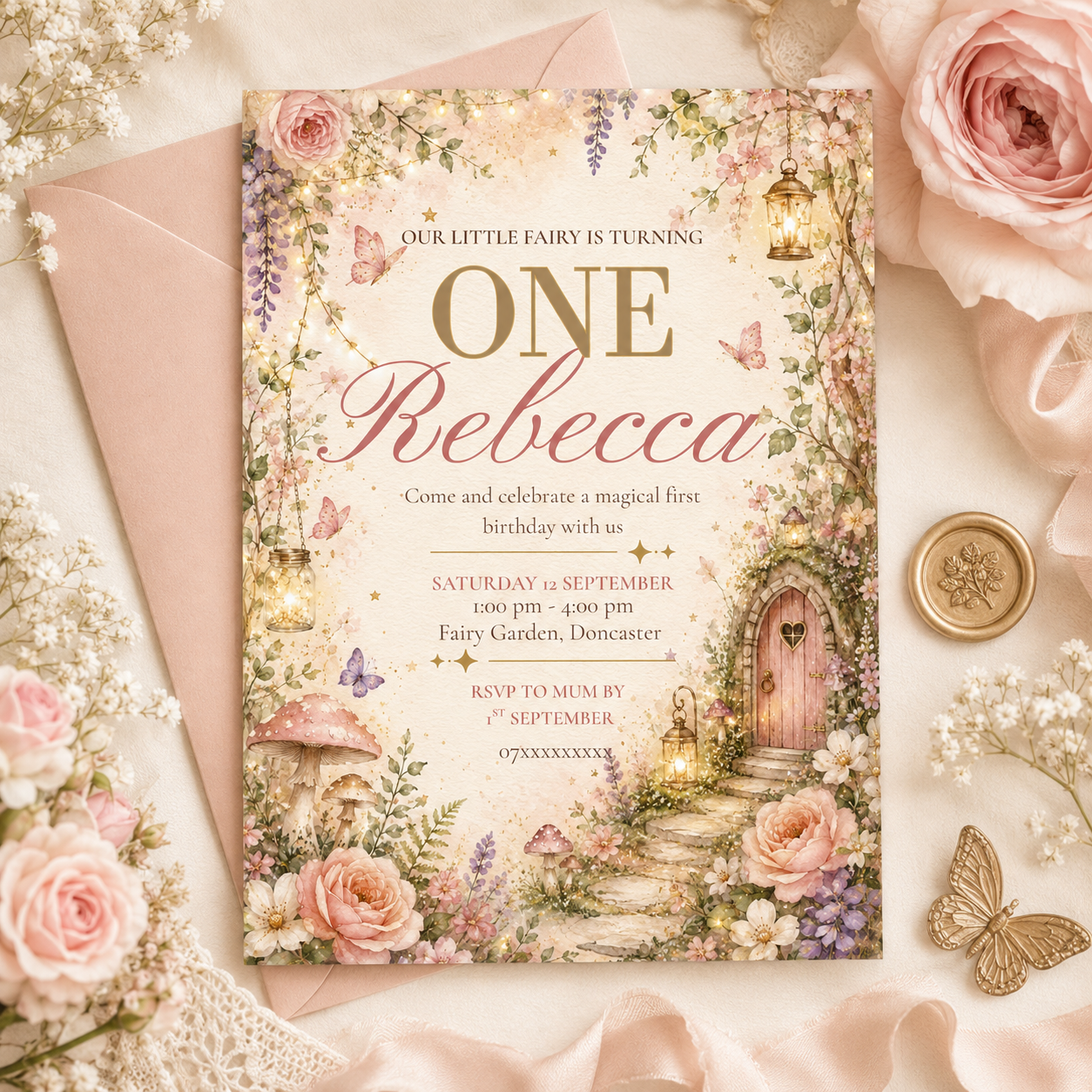 Fairy Garden Birthday Invitation | Editable Canva Template
