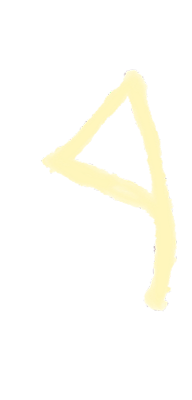Dibujo de un triángulo y un signo de suma en color amarillo sobre fondo negro.