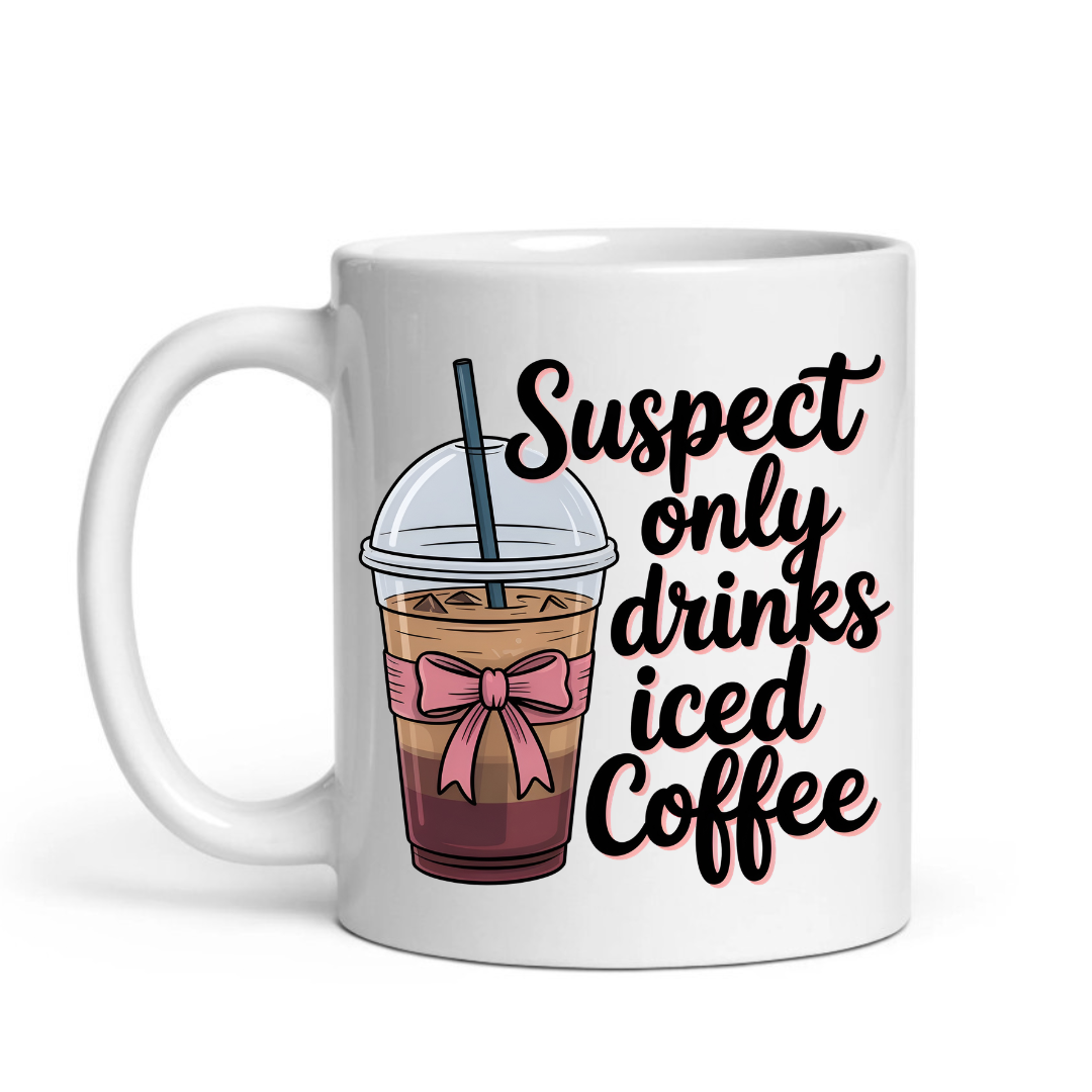 Suspect Only Drinks Iced Coffee – Funny Coquette Aesthetic Mug
