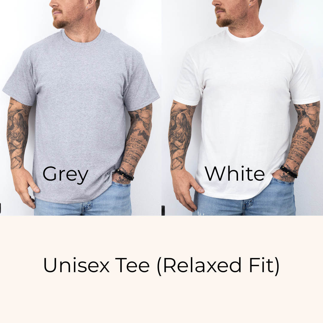Image of men wearing grey & white tees highlighting its soft fabric, by Coffee and Moo.