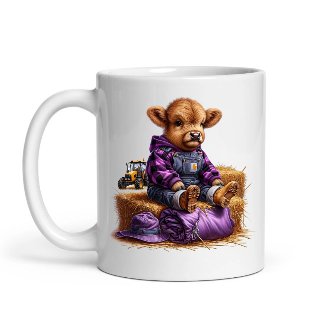 Highland Calf – "Purple Sass" Cute Kid’s Mug