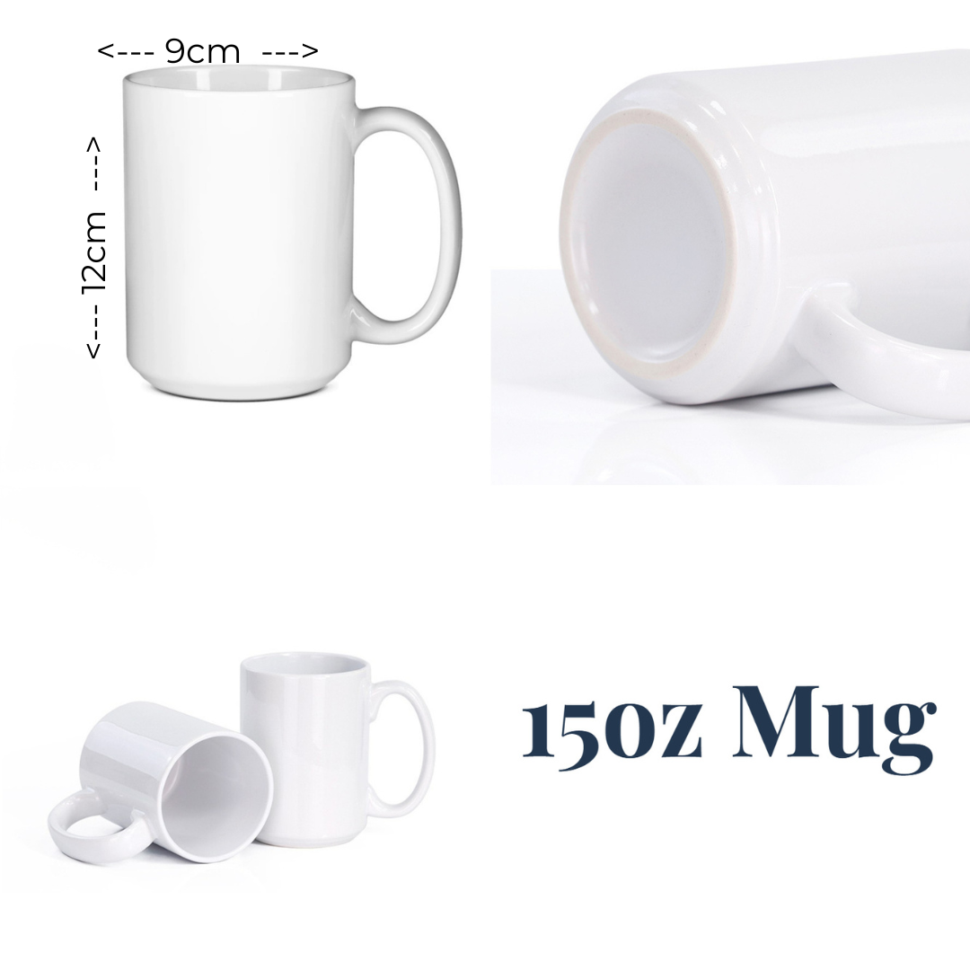 mug showing 15oz measurement chart and a close-up of the mug's bottom, by Coffee and Moo. (Copy)