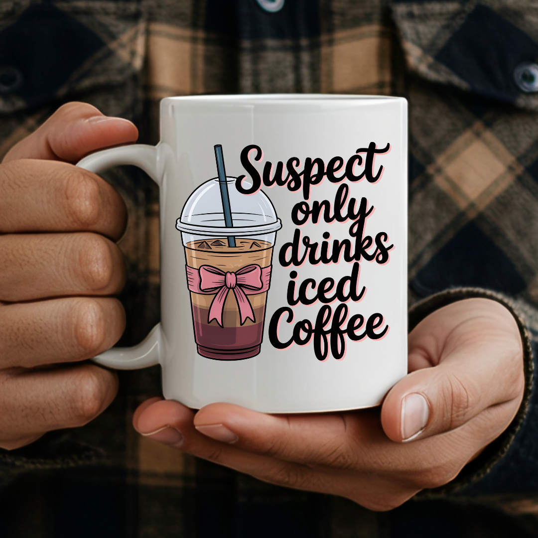 Suspect Only Drinks Iced Coffee – Funny Coquette Aesthetic Mug