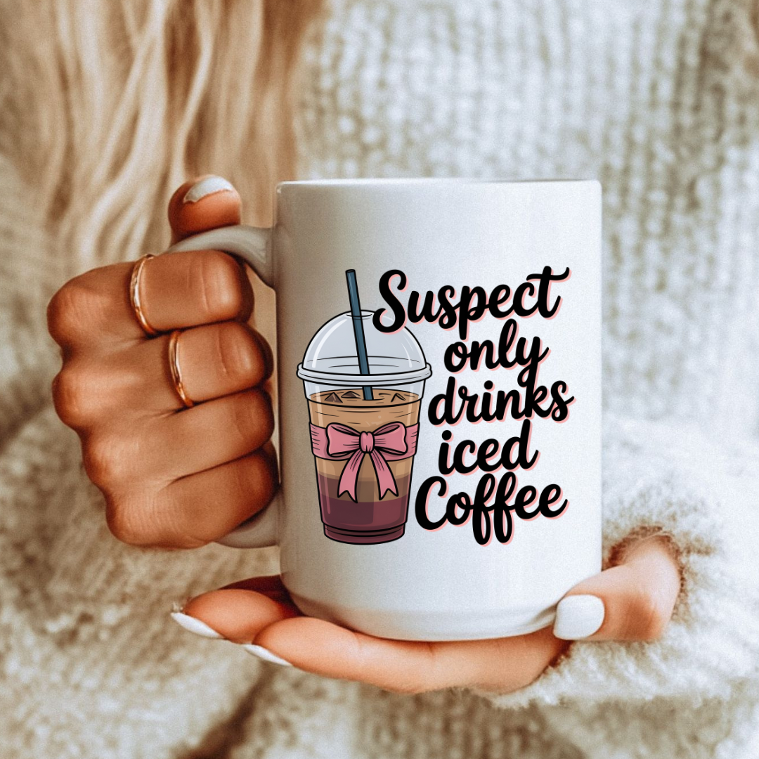 Suspect Only Drinks Iced Coffee – Funny Coquette Aesthetic Mug