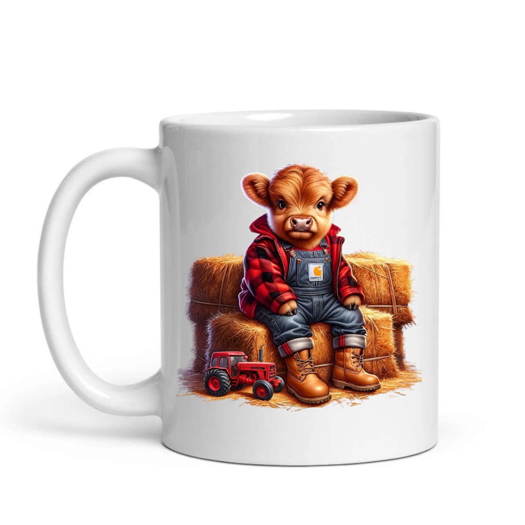 Highland Calf – "Reds on the Farm" Cute Kid’s Mug