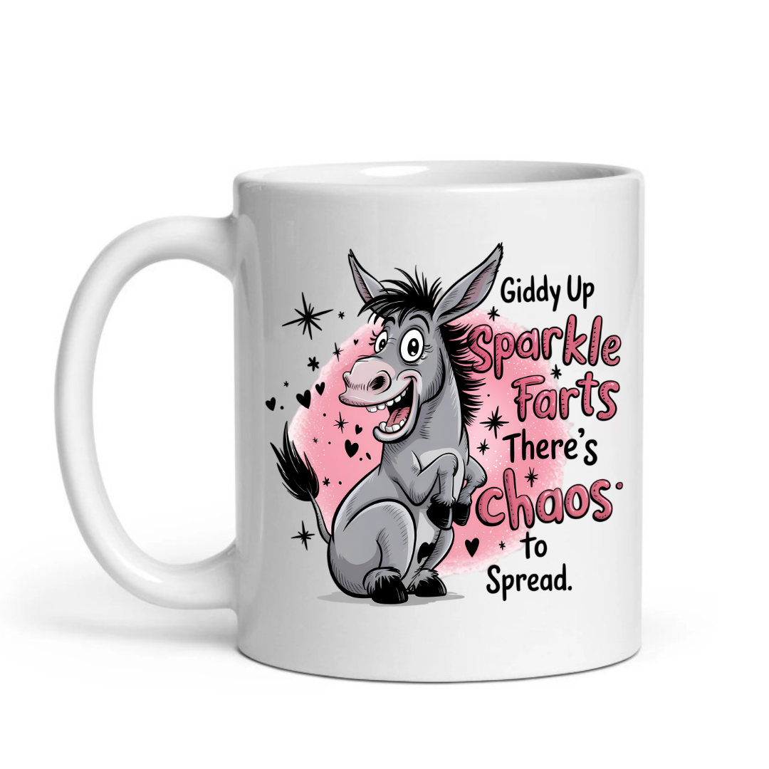 Giddy Up Sparkle Farts – Funny Chaos Donkey Mug