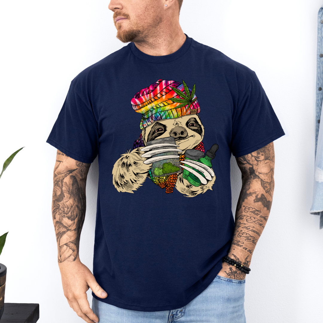 Stoner Sloth – Funny Trippy 420 Graphic Tee