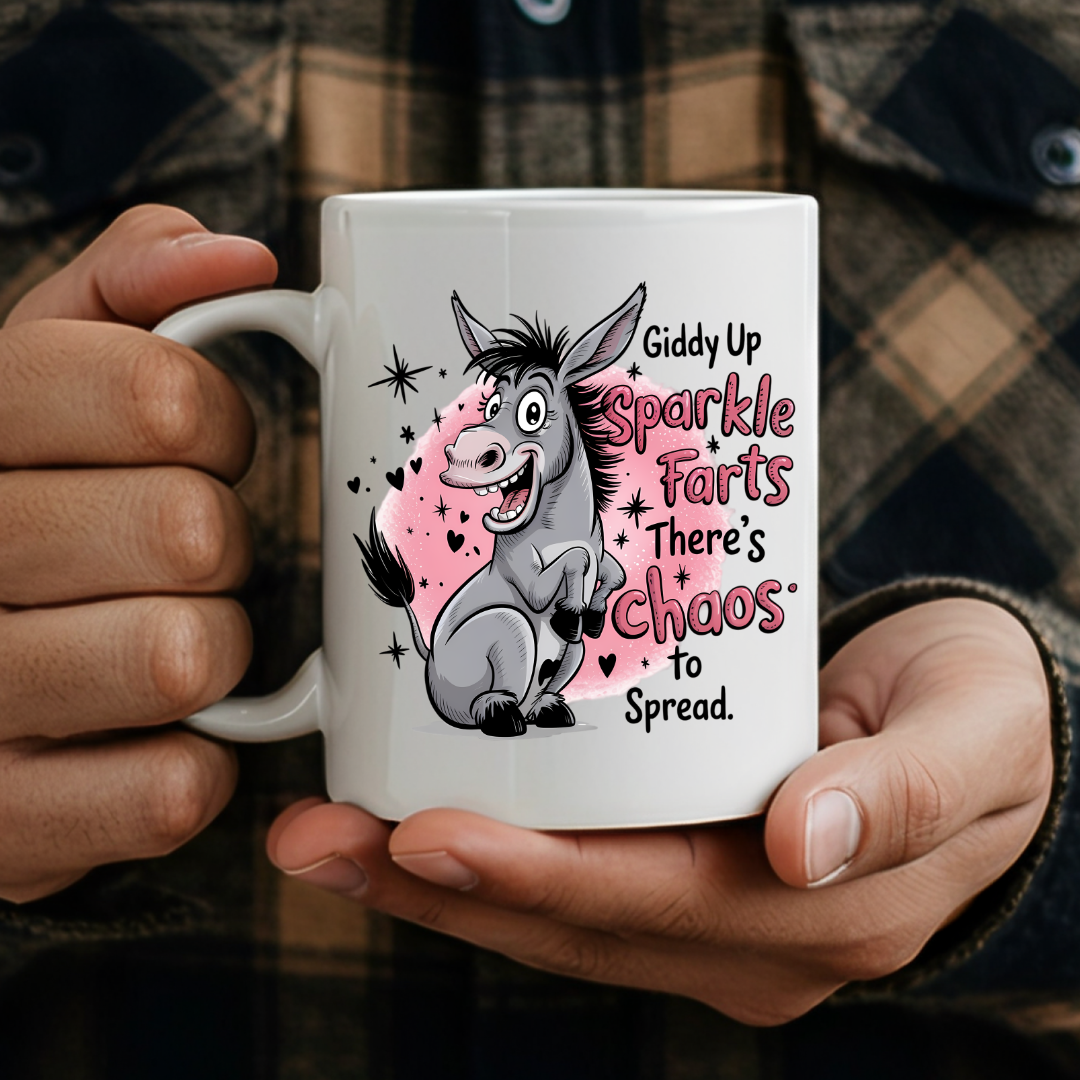 Giddy Up Sparkle Farts – Funny Chaos Donkey Mug