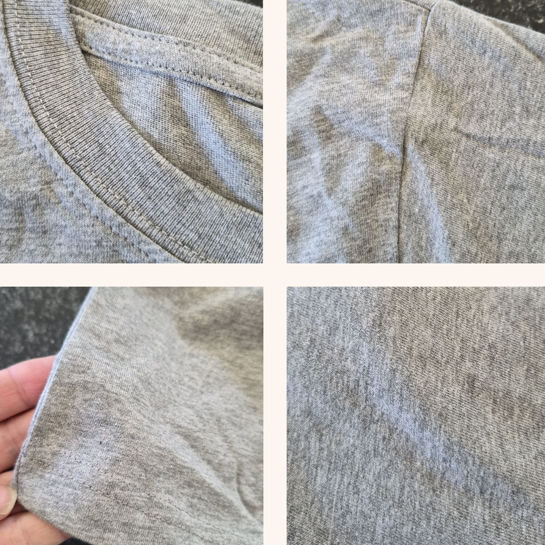 Close-up of the soft, high-quality fabric texture of the Cozy Coffee Sloth graphic t-shirt, by Coffee and Moo. (Copy)