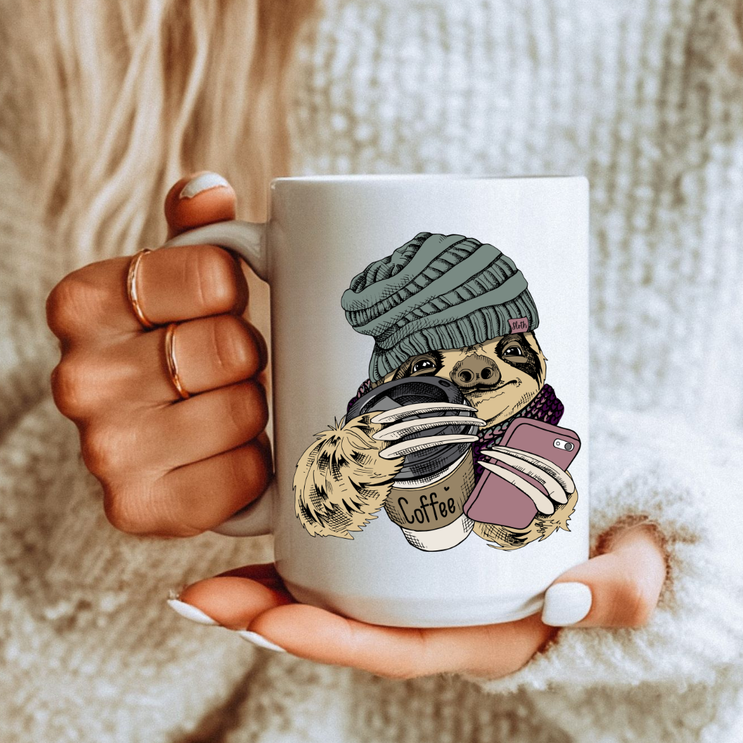 Coffee Sloth – Cozy Morning Hustle Mug