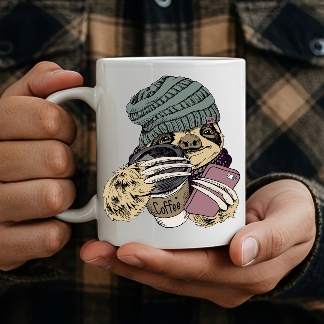 Coffee Sloth – Cozy Morning Hustle Mug