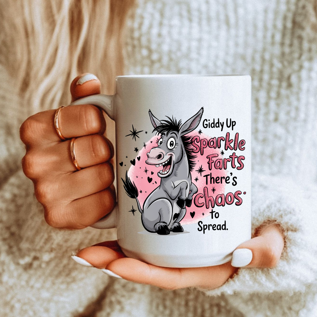 Giddy Up Sparkle Farts – Funny Chaos Donkey Mug