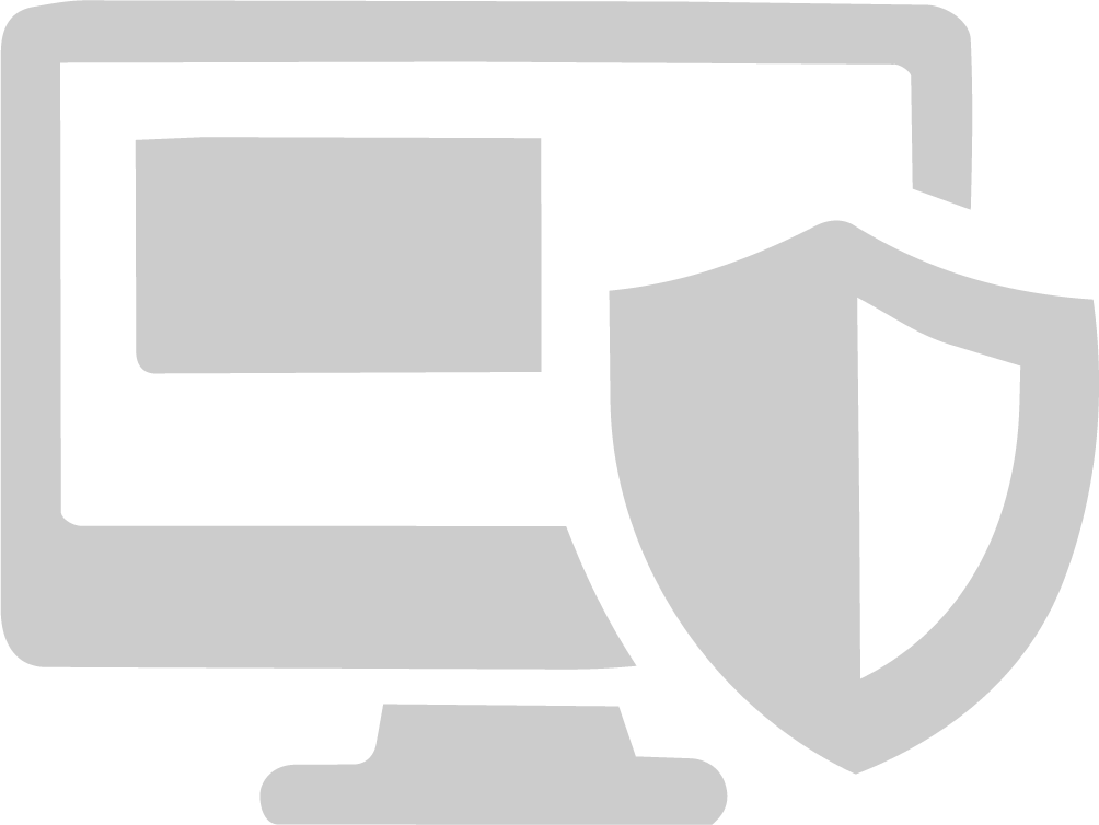 Computer monitor with a shield icon representing security or protection
