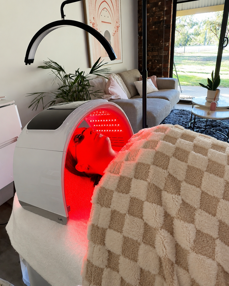 LED light therapy treatment in progress