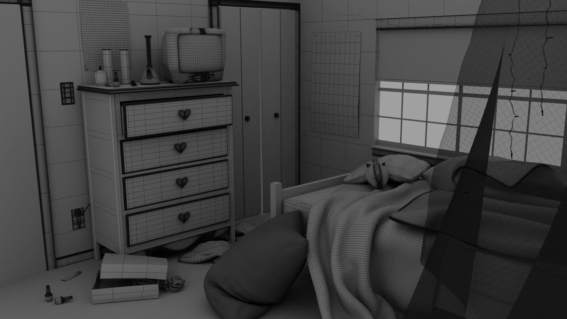 Modeled with wireframe