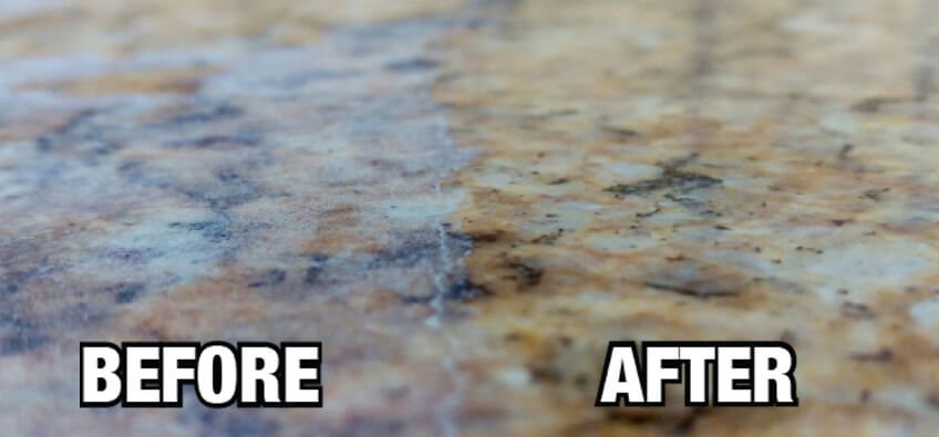 granite countertop before and after sealing Central Oregon