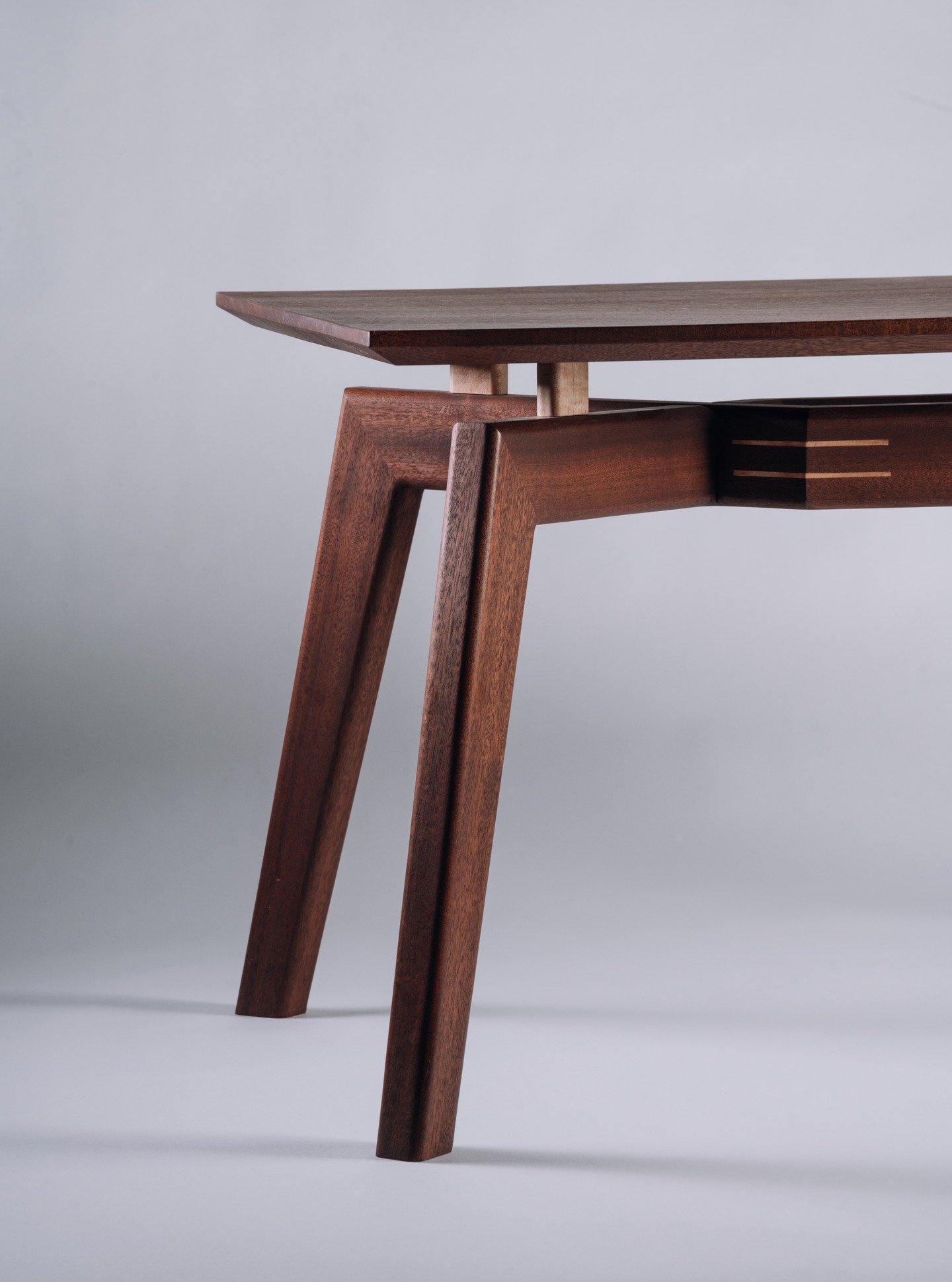 This table top has finally found its resting place after living on two previous sets of legs. I found the clear mahogany boards at Rockler one day and decided to make a table out of them to replace our cheap Wayfair table. I spent time to build the w