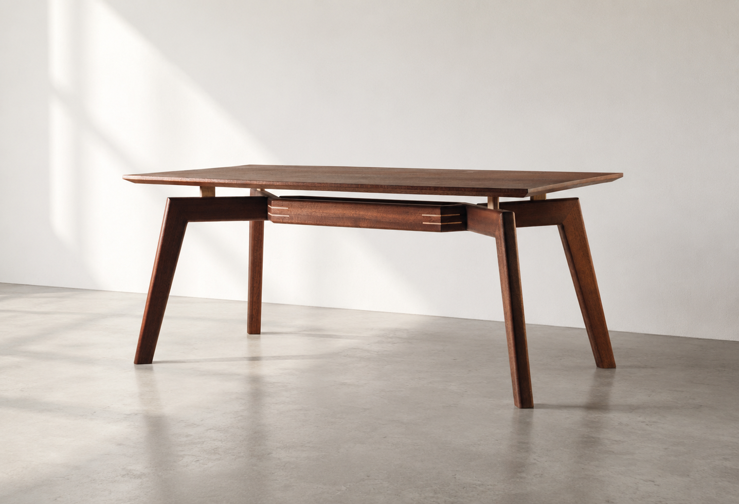 Geometric coffee table in contrasting maple and sapele