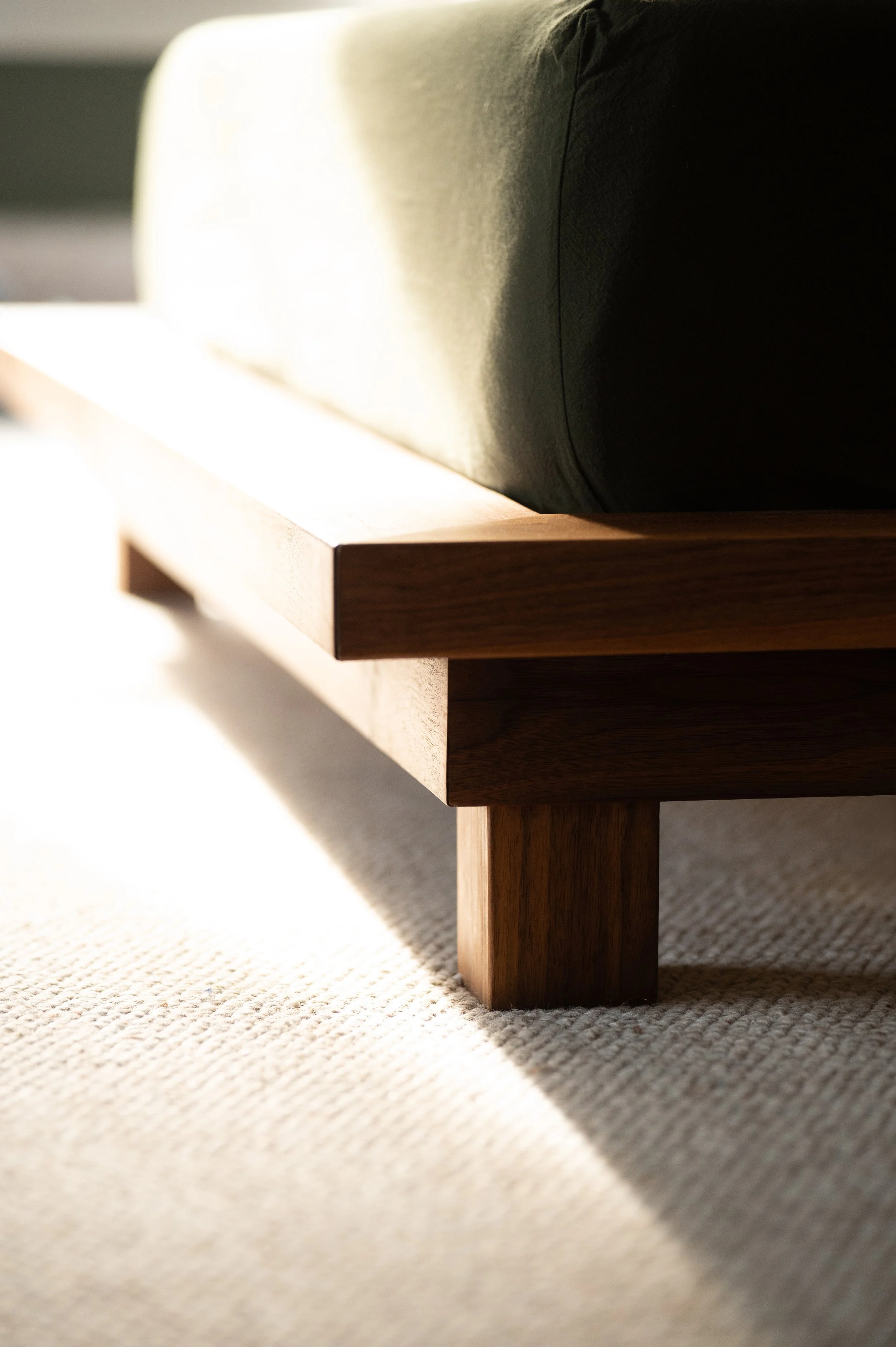 Platform bed in walnut
