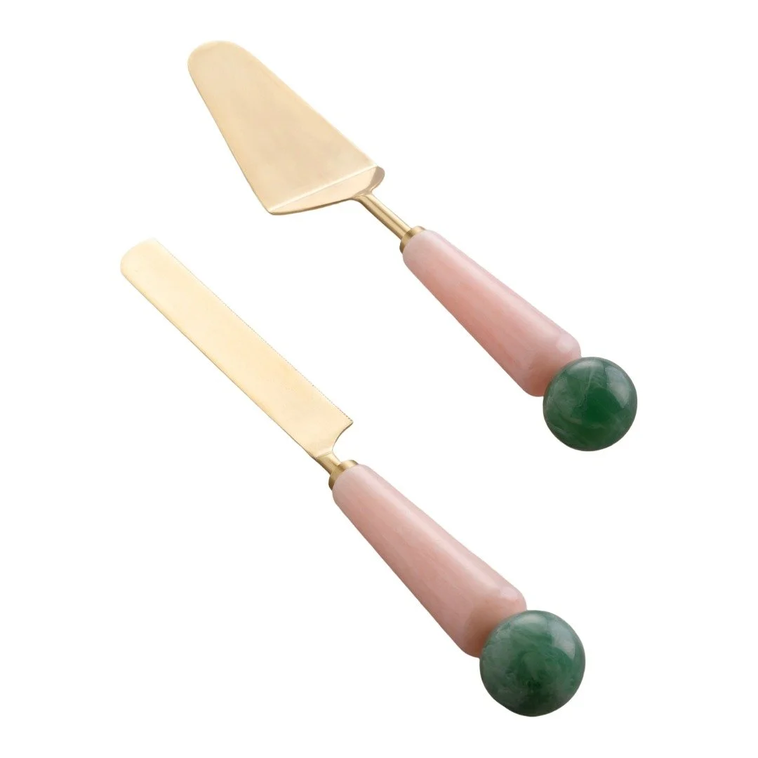 Dessert Server Set - Pink / Green